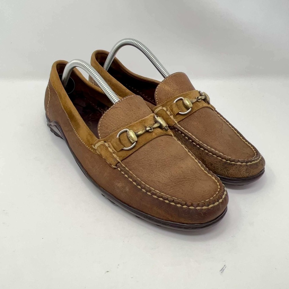 Martin Dingman Safari Collection Brown Leather Bit Loafers Vibram Sole Mens 10M